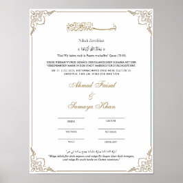 Eleganter Rahmen Muslimische Nikah Zertifikat Poster