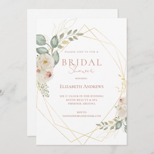 Elegantes Brautparty Boho Einladung Kaart (Voorkant / Achterkant)