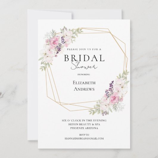 Elegantes Brautparty Boho Einladung Kaart (Voorkant)