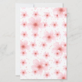 Elegantes Briefpapier mit Kirschblüten und Herzen