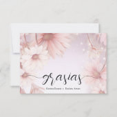 Elegantes flores de margarita rosa bedankkaart (Voorkant)