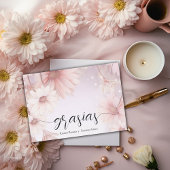 Elegantes flores de margarita rosa bedankkaart