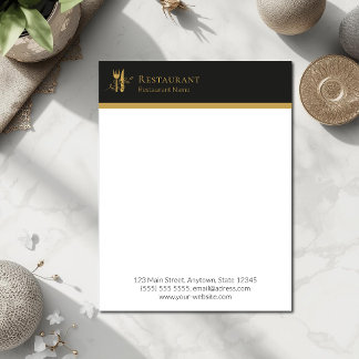 Elegantes Gourmet-Logo mit goldenem Besteck Briefpapier