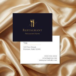 Elegantes Gourmet-Logo mit goldenem Besteck Visitekaartje