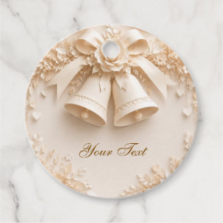 Elegantes Hochzeitsdesign mit Glocken und Rosen Bedankjes Labels