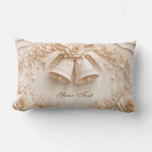 Elegantes Hochzeitsdesign mit Glocken und Rosen Kussen (Voorkant)