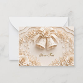 Elegantes Hochzeitsdesign mit Glocken und Rosen Notitiekaartje
