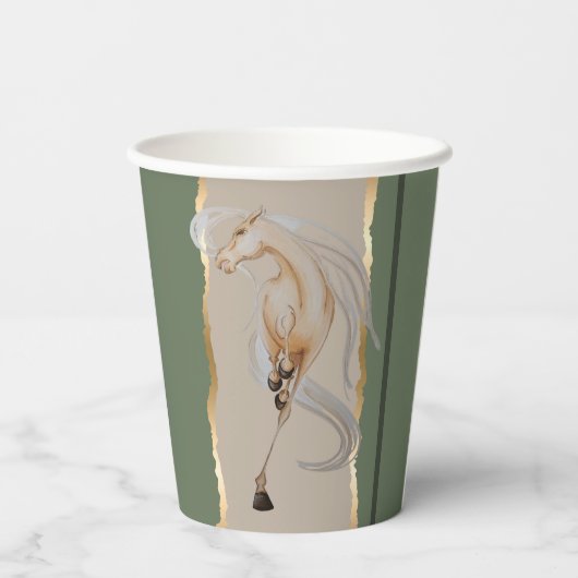 Elegantes Pappgeschirr mit edlem Pferdemotiv Papieren Bekers (Achterkant)