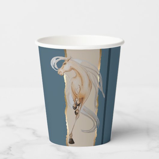 Elegantes Pappgeschirr mit edlem Pferdemotiv Papieren Bekers (Achterkant)