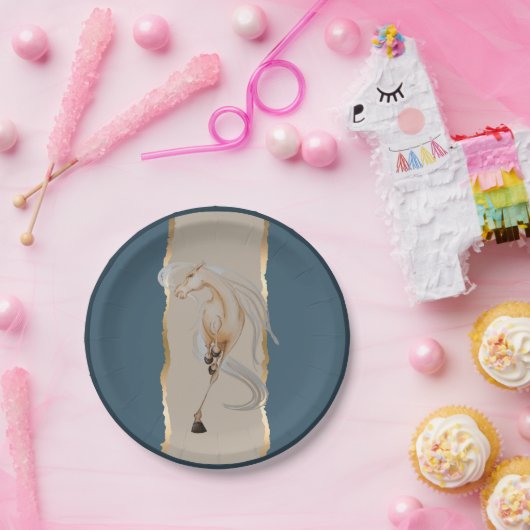 Elegantes Pappgeschirr mit edlem Pferdemotiv Papieren Bordje (Feest)