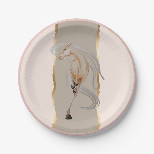 Elegantes Pappgeschirr mit edlem Pferdemotiv Papieren Bordje (Voorkant)