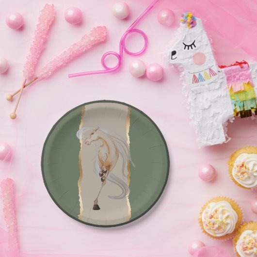 Elegantes Pappgeschirr mit edlem Pferdemotiv Papieren Bordje (Feest)