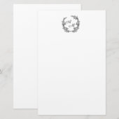 Elegantes Personalisierbares Monogramm-Kranz Briefpapier (Voorkant / Achterkant)