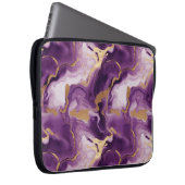 Elegantes vetas doradas y moradas laptop sleeve (Voorkant Rechts)