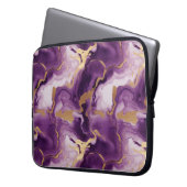 Elegantes vetas doradas y moradas laptop sleeve (Voorkant Links)