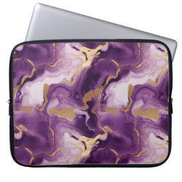 Elegantes vetas doradas y moradas laptop sleeve