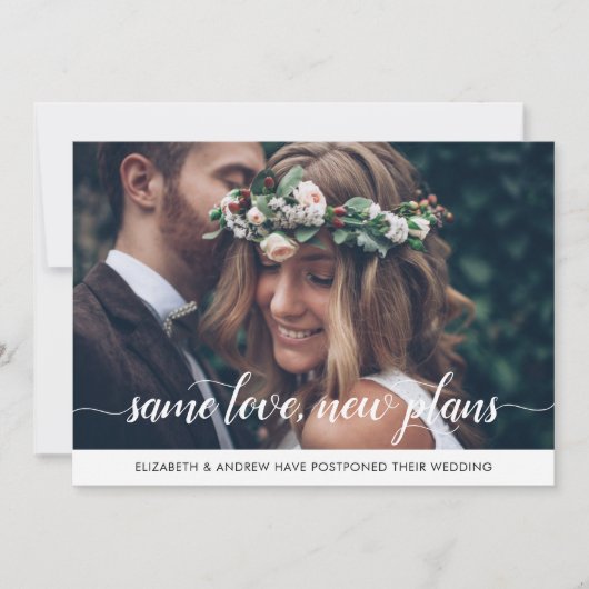 Elegantezelfde liefde nieuwe plannen datumwijzigin aankondiging (Voorkant)