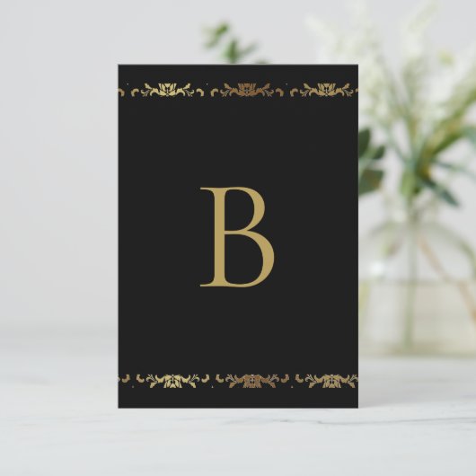 ElegantGold Monogram Damask Hartelijk dank Bedankkaart (Staand voorkant)
