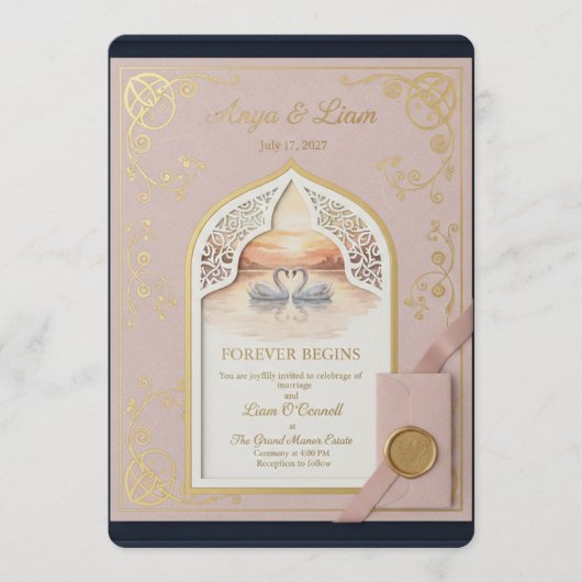ElegantGoldWeddingInvitation Programmakaart (Voorkant)