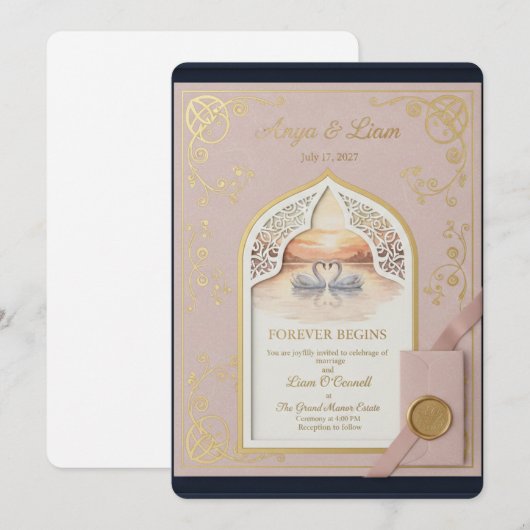 ElegantGoldWeddingInvitation Programmakaart (Voorkant / Achterkant)