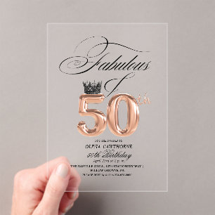 Elegantie 50ste & Fantastische Verjaardag  Acryl Uitnodigingen