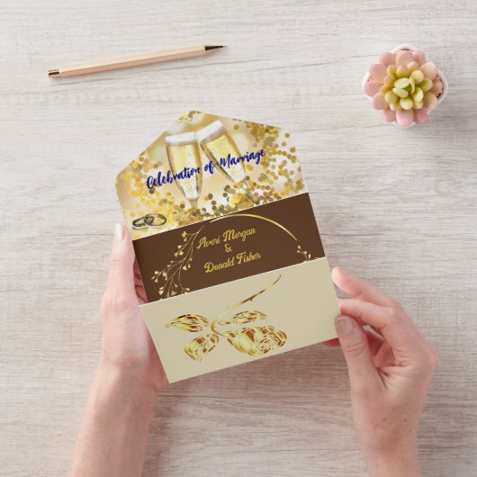 Elegantie Aardse kleuren Bruiloft All In One Uitnodiging (VideoVideo)