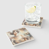  Elegantie Art Deco Stenen Onderzetter (Zijkant)