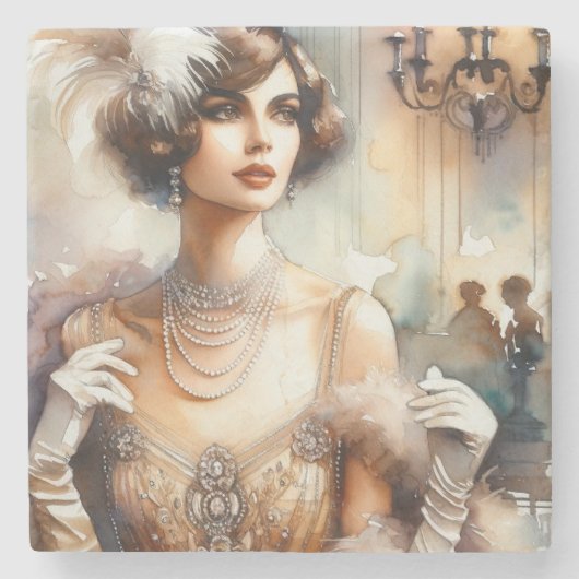  Elegantie Art Deco Stenen Onderzetter (Voorkant)