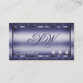 Elegantie Blauw met Sparkle Diamonds en Monogram Visitekaartje (Voorkant)