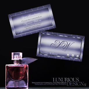 Elegantie Blauw met Sparkle Diamonds en Monogram Visitekaartje