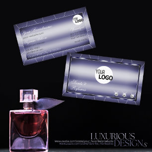 Elegantie Blauw Stijlvol edel met diamanten en Log Visitekaartje