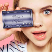 Elegantie Blauw Stijlvol met Faux Diamonds en Foto Visitekaartje