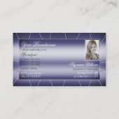 Elegantie Blauw Stijlvol met Faux Diamonds en Foto Visitekaartje (Achterkant)