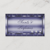 Elegantie Blauw Stijlvol met Faux Diamonds en Foto Visitekaartje (Voorkant)