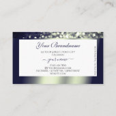 Elegantie Blauw Zilver Ombre Glitter Wit Monogram Visitekaartje (Achterkant)