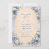 Elegantie Blauwe Bosbes Weide Bruiloftsdouche Kaart (Voorkant)