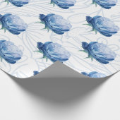 Elegantie Blauwe Pioen Botanische Wrapping Papier (Hoek)