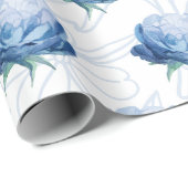 Elegantie Blauwe Pioen Botanische Wrapping Papier (Rol Hoek)