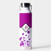 Elegantie Bloeit: Gepersonaliseerd Monogram Waterfles (Voorkant)