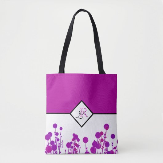 Elegantie Bloeit: Gepersonaliseerde Monogram Tote Bag (Voorkant)