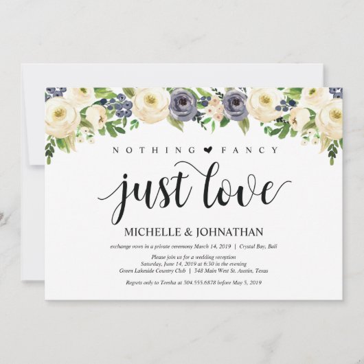 Elegantie bloemige Trouwontvangst Uitnodigingen (Voorkant)