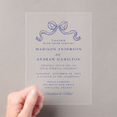  Elegantie Blue Bow Wedding Acryl Uitnodigingen (Insitu (Draagbaar))