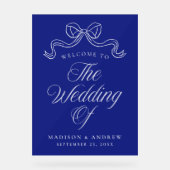 Elegantie Boog Blauw Bruiloft Welkom Acryl Bord (Voorkant)