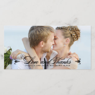 ELEGANTIE BRUILOFT BEDANKT FOTOKAART - Zwart