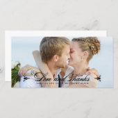 ELEGANTIE | BRUILOFT BEDANKT FOTOKAART - Zwart (Voorkant / Achterkant)