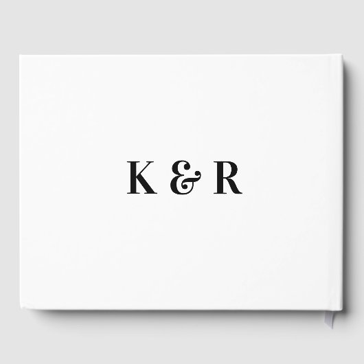 Elegantie: Bruiloft Monogram Minimalistisch Zwart Gastenboek (Achterkant)