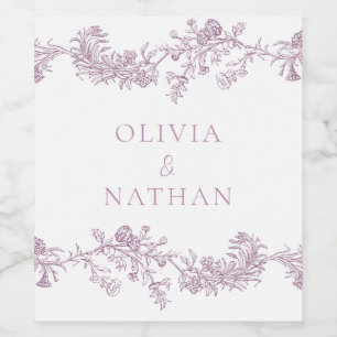  elegantie: Classic Dusty Roos Roze bruiloft Wijn Etiket