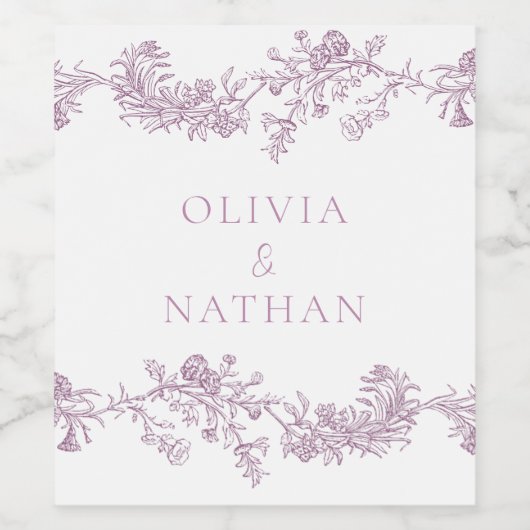  elegantie: Classic Dusty Roos Roze bruiloft Wijn Etiket (Enkel label)