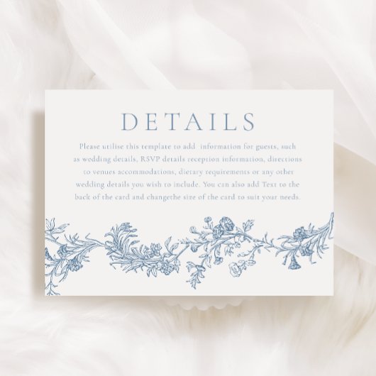  Elegantie: Classic Floral Wedding Details Informatiekaartje