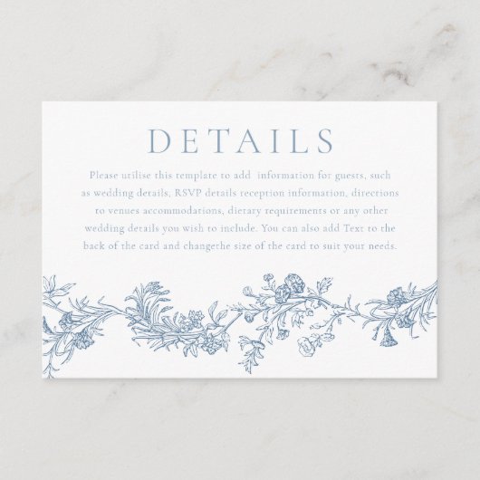  Elegantie: Classic Floral Wedding Details Informatiekaartje (Voorkant)